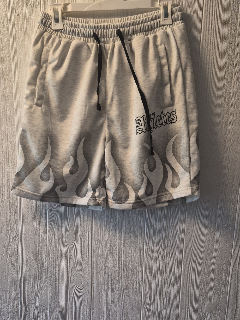 SHEIN Light Gray Flame Graphic Athletic Men’s Shorts